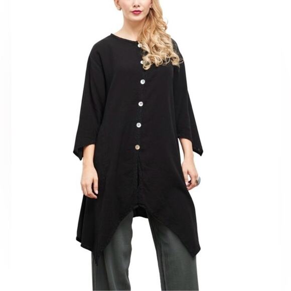 Oh My Gauze! Pico Cotton Royal Blue Button Down Jacket Top Size Small Medium - Picture 2 of 14